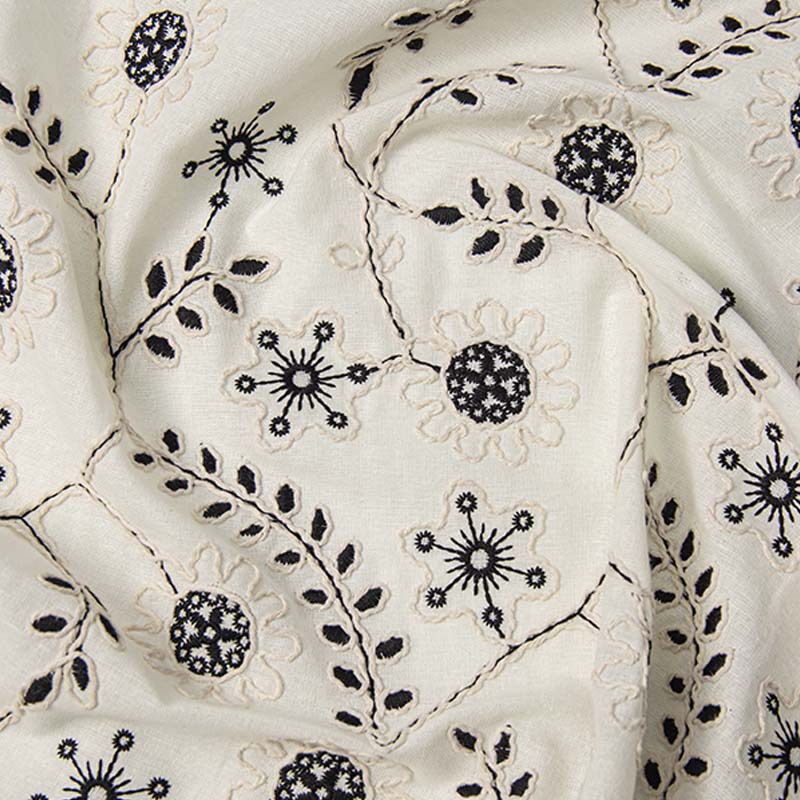 Vintage Sewing Textile - Vintage full-width embroidered 3D cotton cord