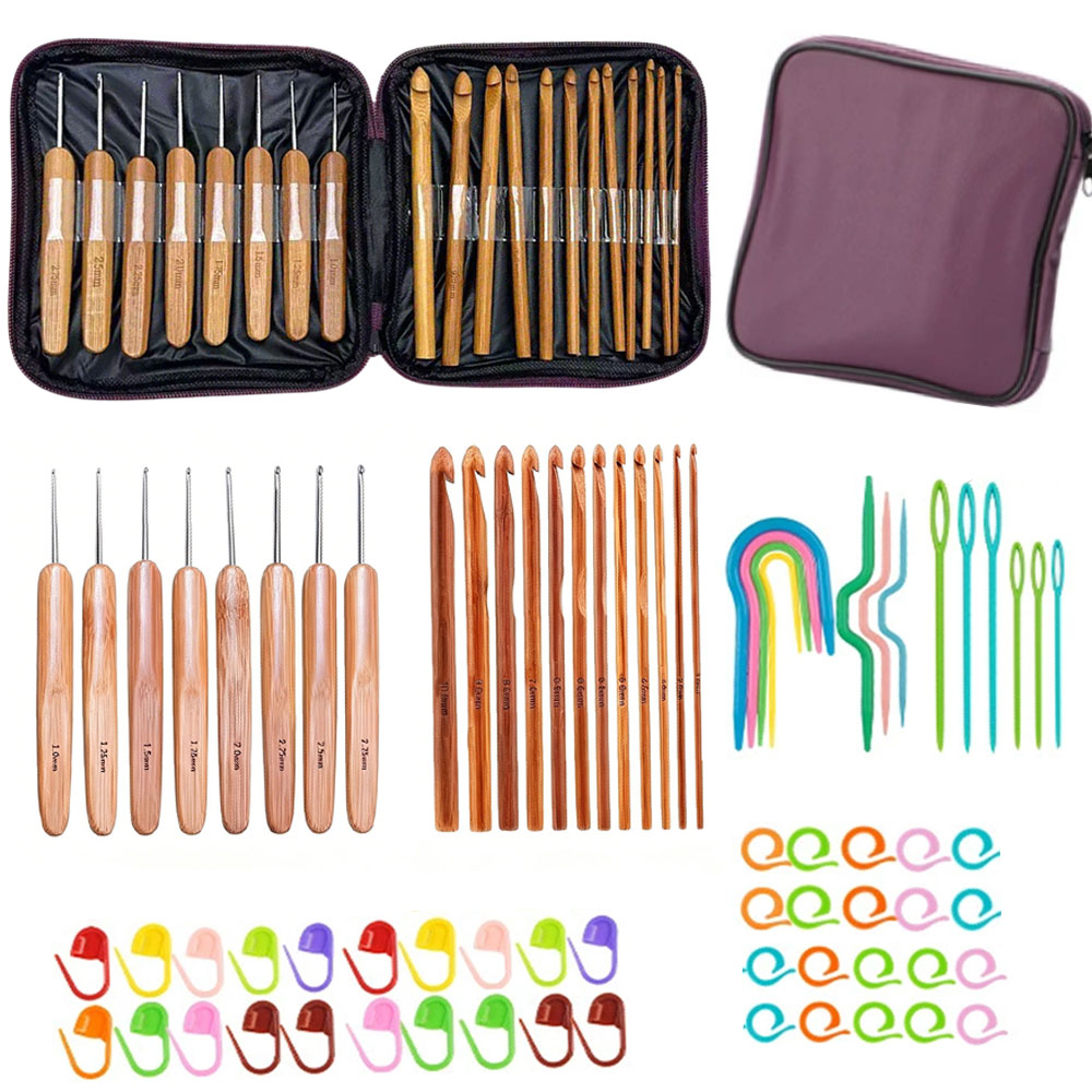 74pcs Bamboo Crochet Hooks Set - Sewing Knit review and price