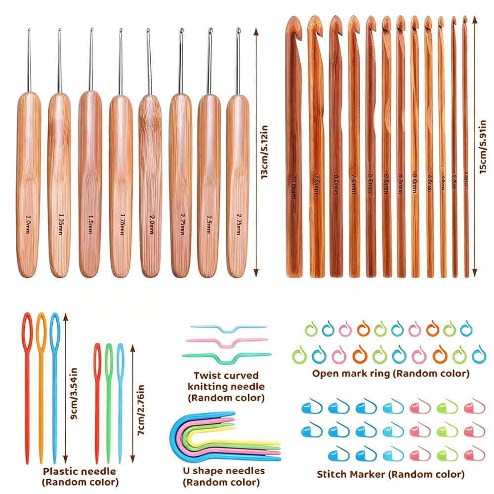 74pcs Bamboo Crochet Hooks Set - Sewing Knit review and price
