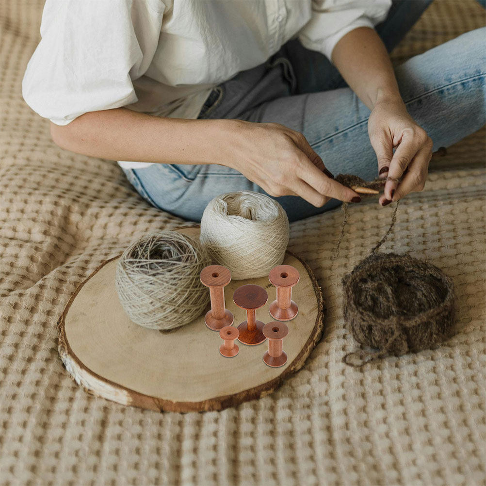 7Pcs Wooden Bobbins Set Space  - Sewing Knit review and price