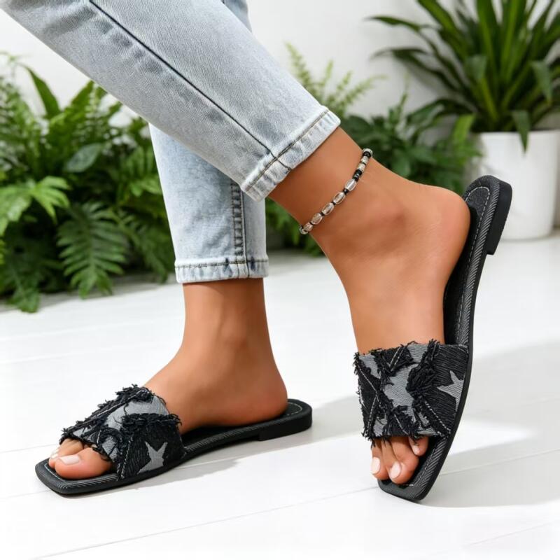 Y2K Denim Strap Flat Heel Sand - Sewing Expert review and price