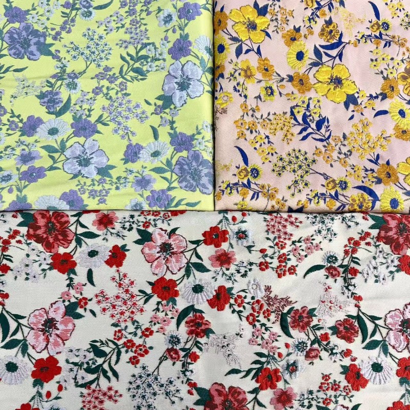Red Small Floral Jacquard Fabr - Vintage Sewing Textile review and price