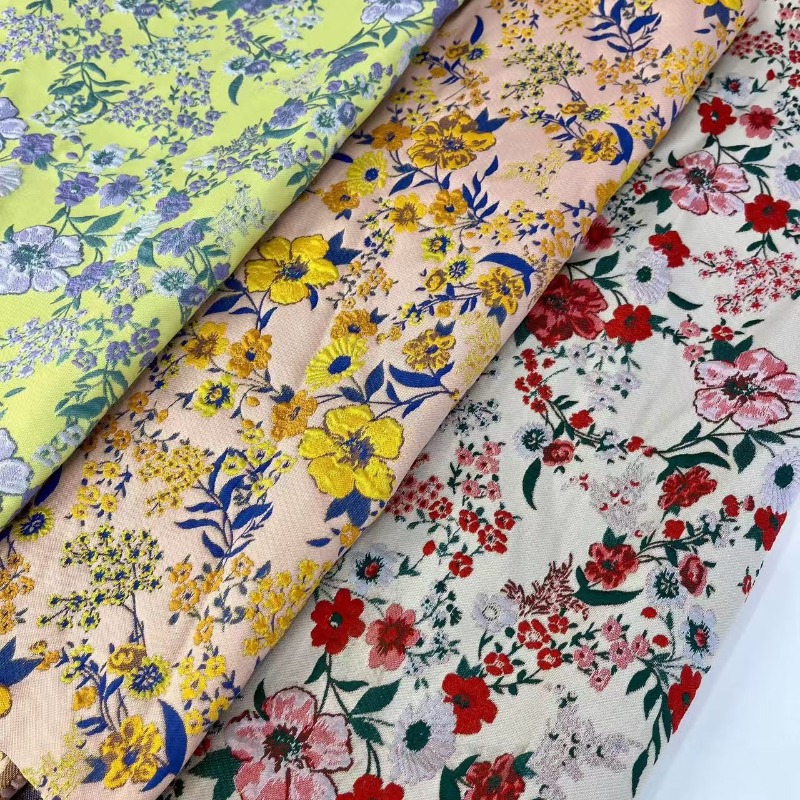 Red Small Floral Jacquard Fabr - Vintage Sewing Textile review and price